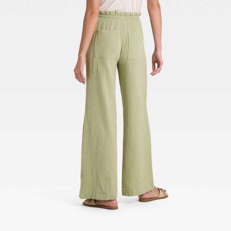 slide 3 of 3, Women's High-Rise Wide Leg Pull-On Pants - Universal Thread™ Olive Green S, 1 ct