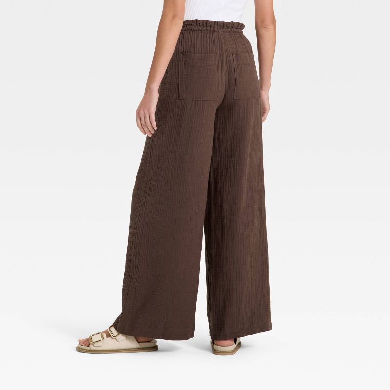 slide 2 of 3, Women's High-Rise Wide Leg Pull-On Pants - Universal Thread™ Brown S, 1 ct