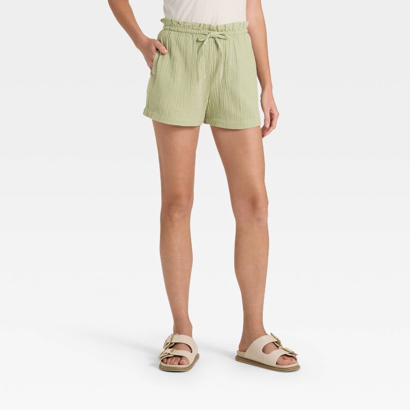 slide 1 of 3, Women's High-Rise Pull-On Shorts - Universal Thread™ Olive Green XS, 1 ct