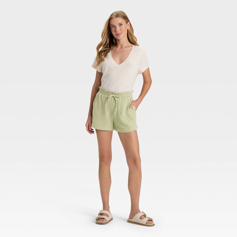 slide 3 of 3, Women's High-Rise Pull-On Shorts - Universal Thread™ Olive Green L, 1 ct