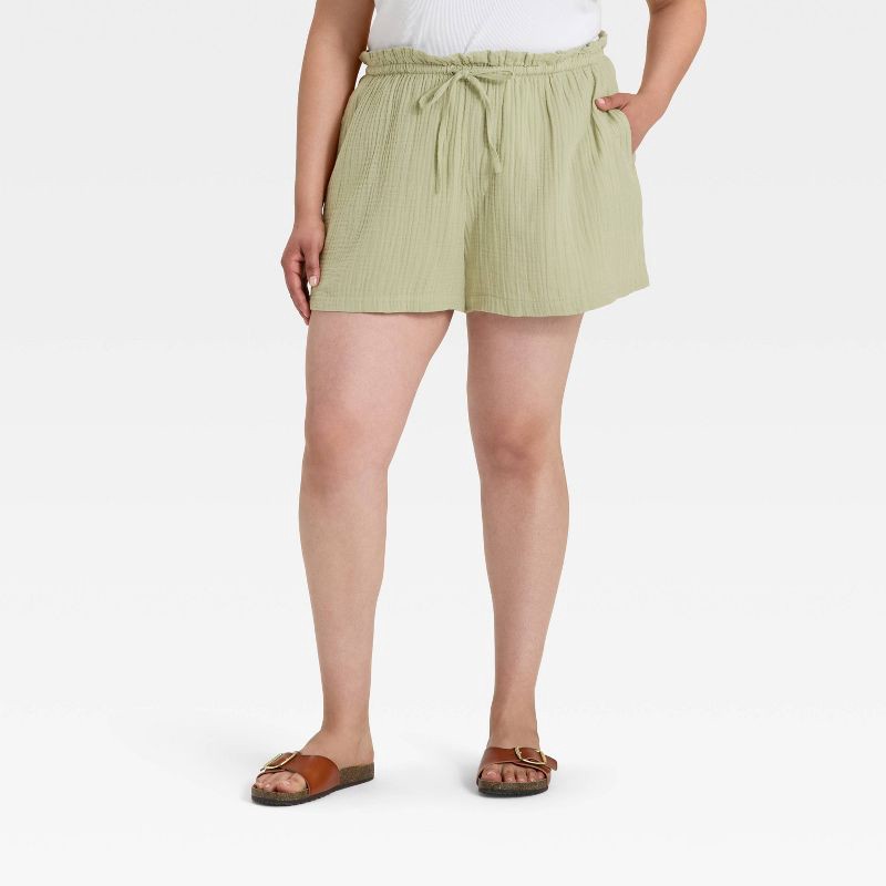 slide 1 of 3, Women's High-Rise Pull-On Shorts - Universal Thread™ Olive Green XXL, 1 ct