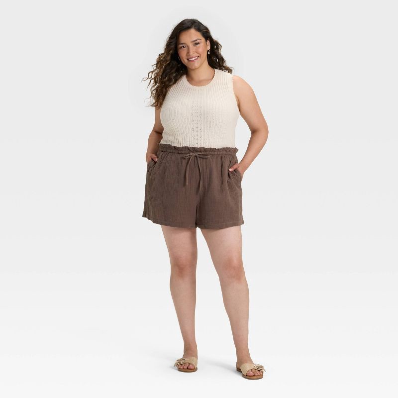 slide 3 of 3, Women's High-Rise Pull-On Shorts - Universal Thread™ Brown XXL, 1 ct