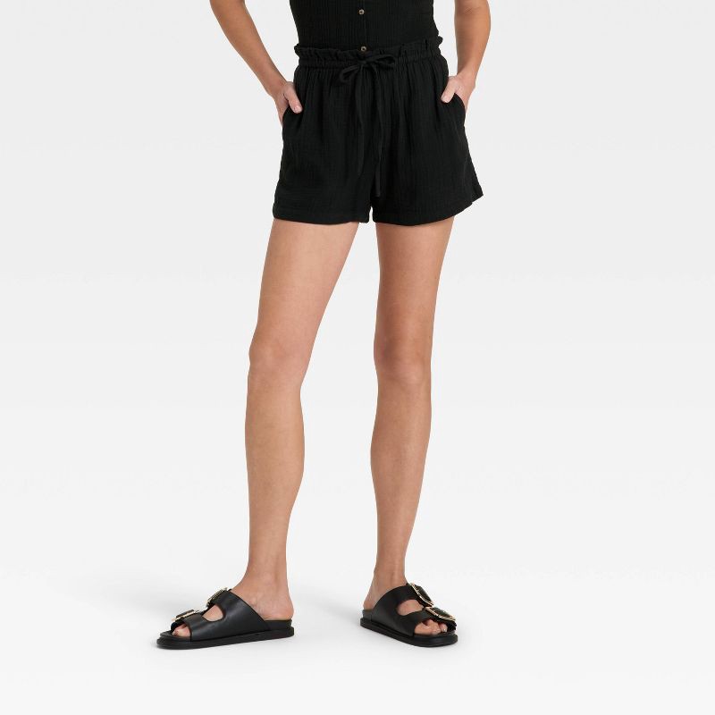 slide 1 of 3, Women's High-Rise Pull-On Shorts - Universal Thread™ Black XS, 1 ct