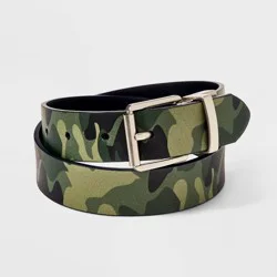 Boys&#x27; Camouflage Reversible Belt - Cat &amp; Jack™ Dark Olive Green L