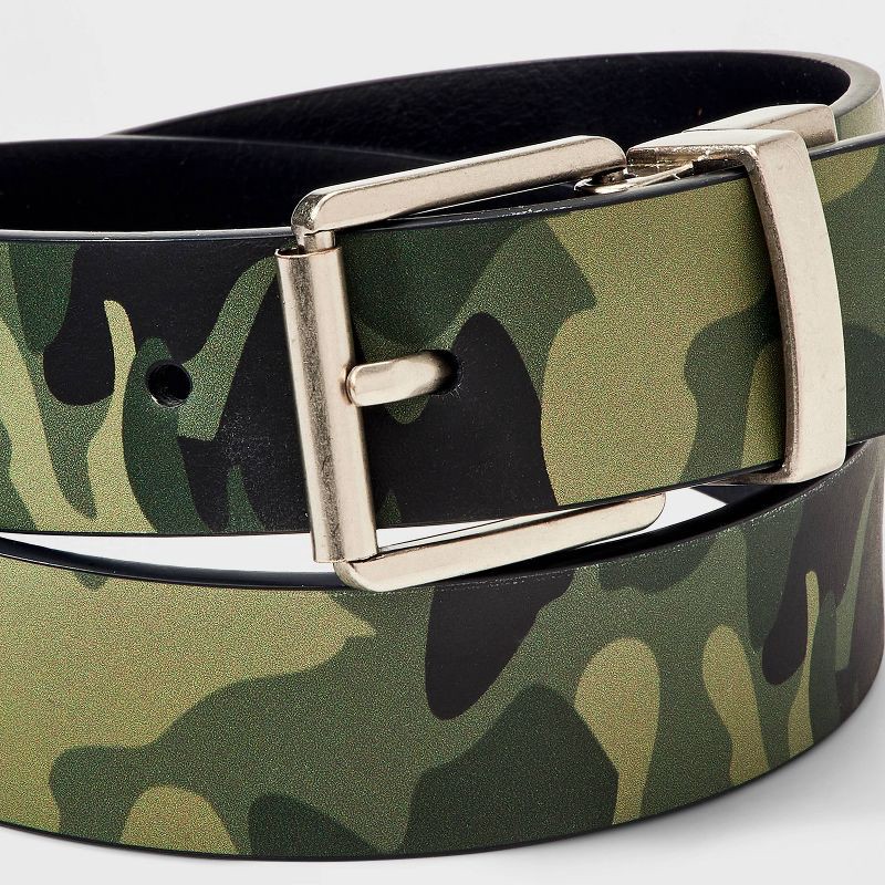 slide 4 of 4, Boys' Camouflage Reversible Belt - Cat & Jack™ Dark Olive Green XL, 1 ct
