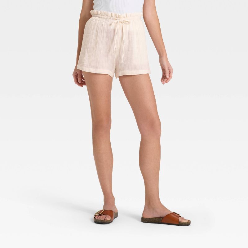 slide 1 of 3, Women's High-Rise Pull-On Shorts - Universal Thread™ Cream S, 1 ct