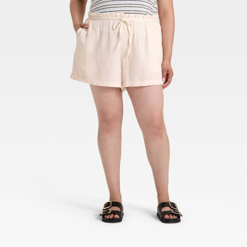 slide 1 of 3, Women's High-Rise Pull-On Shorts - Universal Thread™ Cream XXL, 1 ct