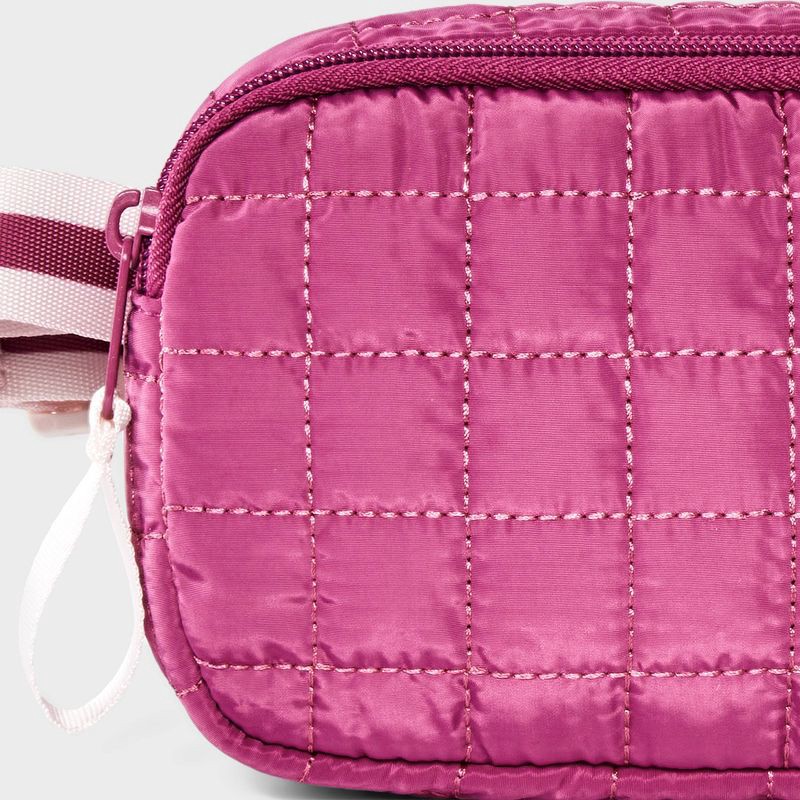 slide 4 of 4, Girls' Quilted Fanny Crossbody Bag - Cat & Jack™ Maroon, 1 ct