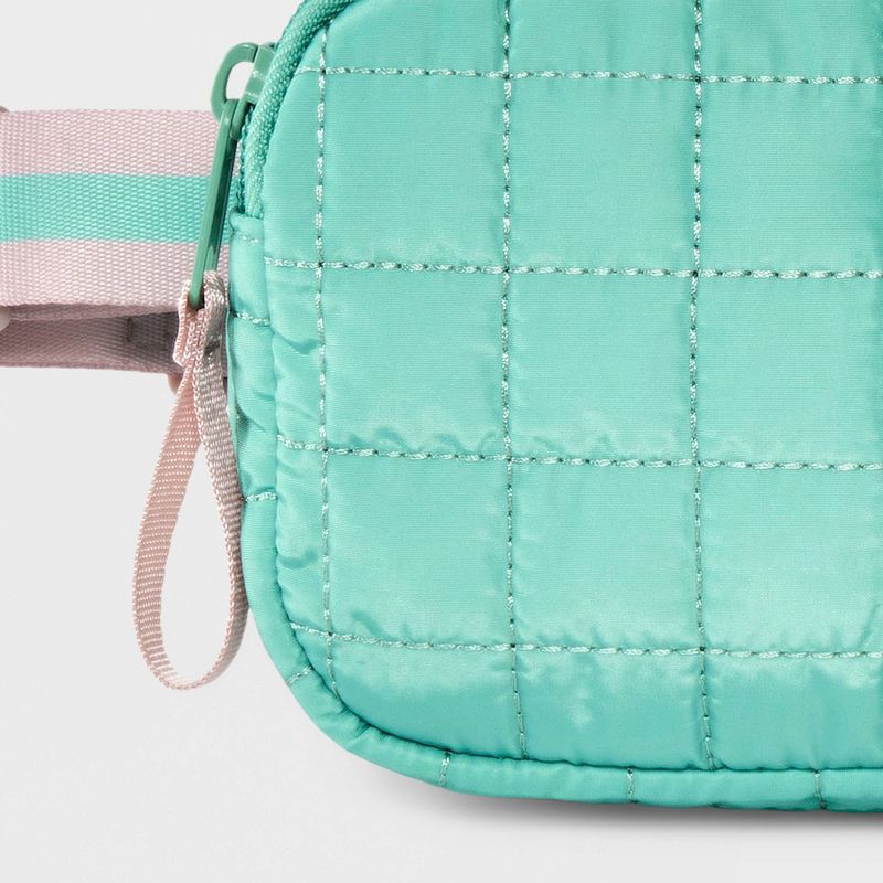 slide 4 of 4, Girls' Quilted Fanny Crossbody Bag - Cat & Jack™ Green, 1 ct