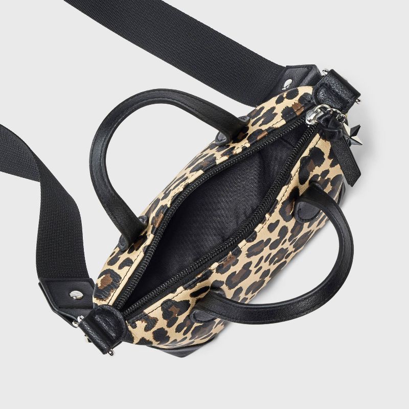 slide 3 of 4, Girls' Mini Leopard Printed Satchel Crossbody Bag - art class™ Black/Brown, 1 ct