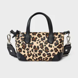 Girls' Mini Leopard Printed Satchel Crossbody Bag - art class™ Black/Brown