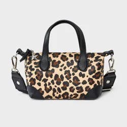 Girls' Mini Leopard Printed Satchel Crossbody Bag - art class™ Black/Brown