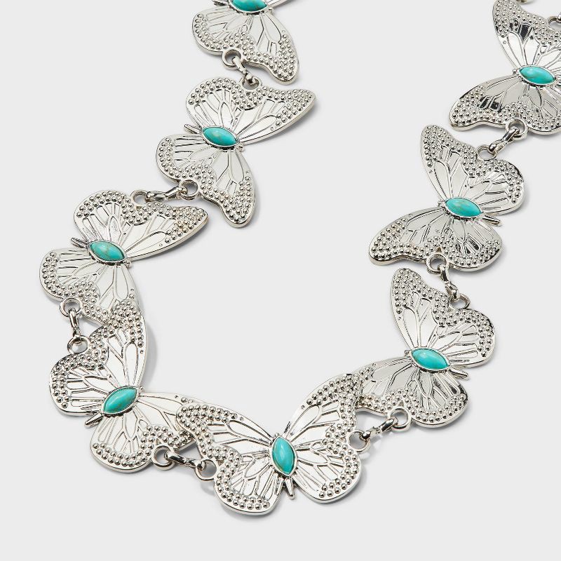 slide 1 of 3, Girls' Butterfly Chain Belt - art class™ Silver S/M, 1 ct