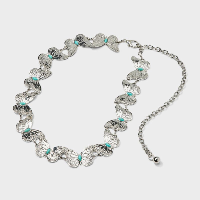 slide 2 of 3, Girls' Butterfly Chain Belt - art class™ Silver L/XL, 1 ct