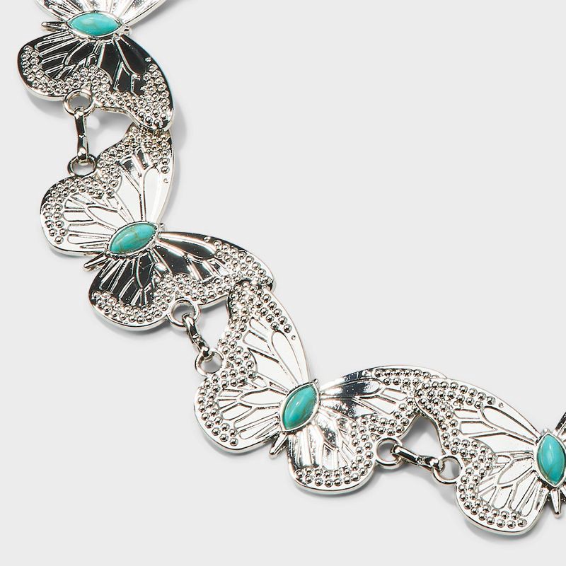 slide 3 of 3, Girls' Butterfly Chain Belt - art class™ Silver L/XL, 1 ct