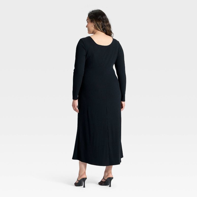slide 2 of 3, Women's Long Sleeve Rib-Knit Maxi Dress - A New Day™ Black XXL, 1 ct