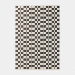 4'x6' Check Rectangular Woven Outdoor Area Rug Black - Room Essentials™