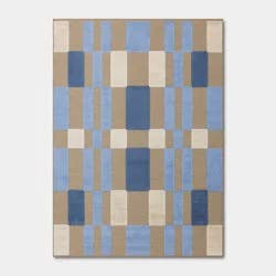 5'x7' Multi Check Rectangular Woven Outdoor Area Rugs Blue - Threshold™