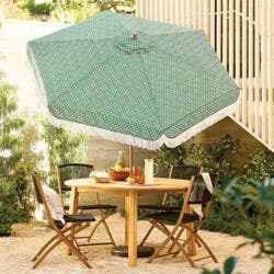 7.5' Cane Fringe Outdoor Patio Umbrella Green - Tempera