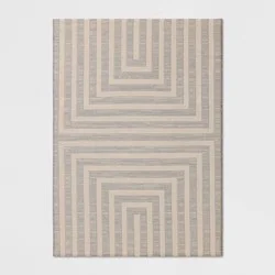 5'x7' Block Lines Rectangular Woven Outdoor Area Rug Gray - Threshold™