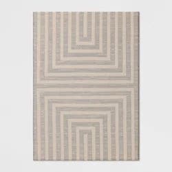 5'x7' Block Lines Rectangular Woven Outdoor Area Rug Gray - Threshold™