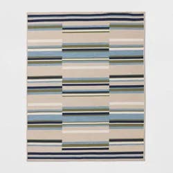 5'x7' Linen Striped Rectangular Woven Outdoor Area Rug Blue - Threshold™