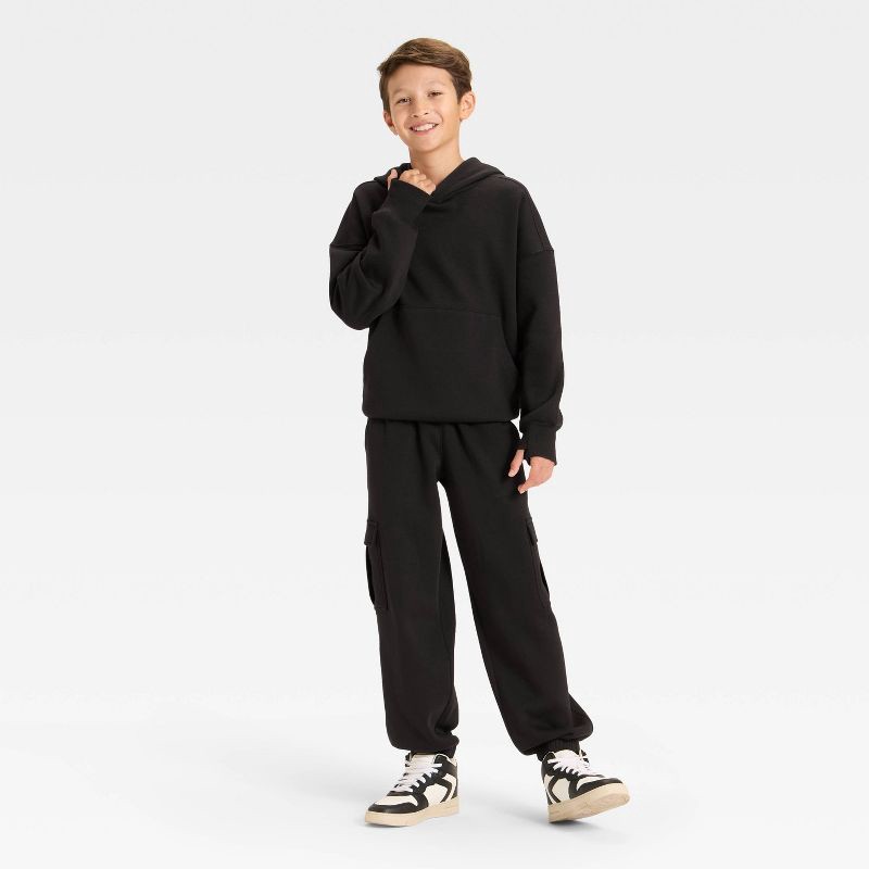 slide 3 of 3, Boys' Fleece Hoodie Sweatshirt - art class™ Black M, 1 ct