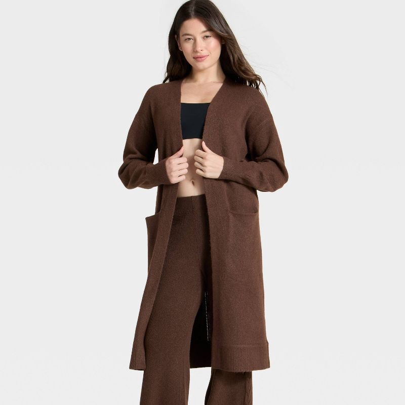 slide 3 of 3, Women's Sweater Robe - Auden™ Heather Brown XL/XXL, 1 ct