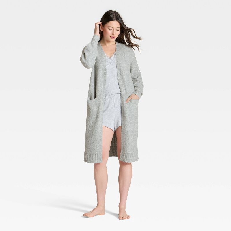 slide 1 of 3, Women's Sweater Robe - Auden™ Heather Gray XS/S, 1 ct