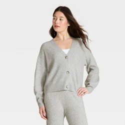 Women's Cable Sweater Cardigan - Auden™ Heather Gray M