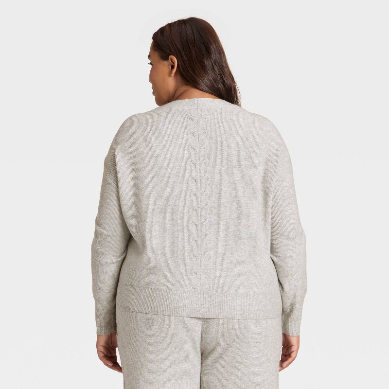 slide 2 of 3, Women's Cable Sweater Cardigan - Auden™ Heather Gray XXL, 1 ct