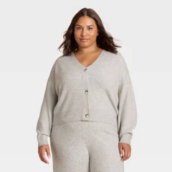 Women's Cable Sweater Cardigan - Auden™ Heather Gray XXL