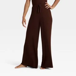 Women's Cozy Ribbed Wide Leg Pants - Auden™ Brown XL