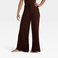 Women's Cozy Ribbed Wide Leg Pants - Auden™ Brown XL