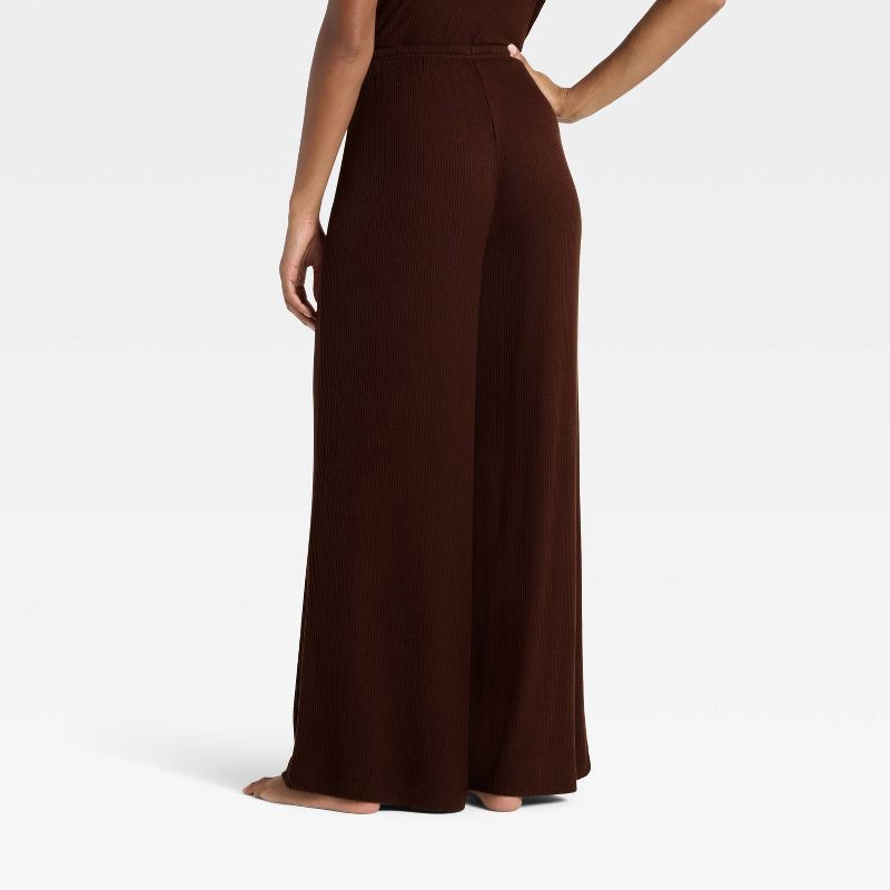 slide 2 of 5, Women's Cozy Ribbed Wide Leg Pants - Auden™ Brown XXL, 1 ct