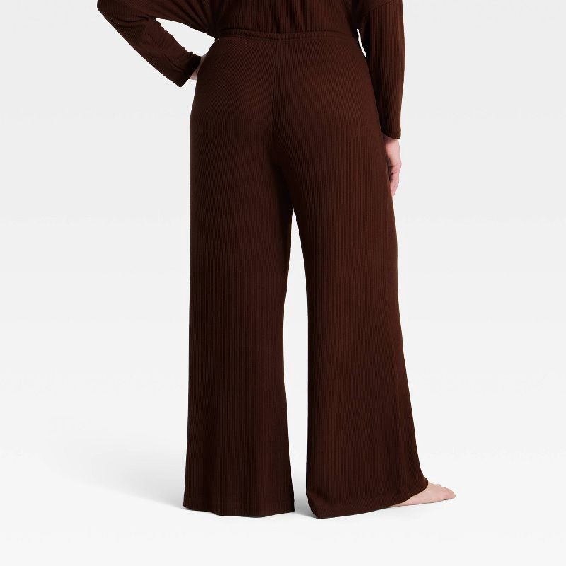 slide 5 of 5, Women's Cozy Ribbed Wide Leg Pants - Auden™ Brown XXL, 1 ct