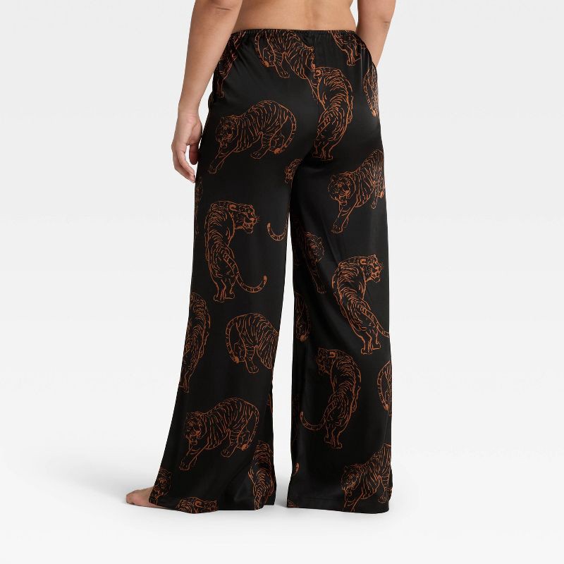 slide 2 of 5, Women's Satin Pajama Pants - Auden™ Tiger Print M, 1 ct