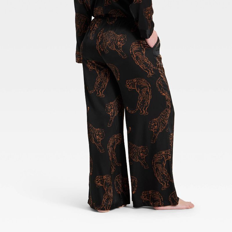 slide 5 of 5, Women's Satin Pajama Pants - Auden™ Tiger Print M, 1 ct