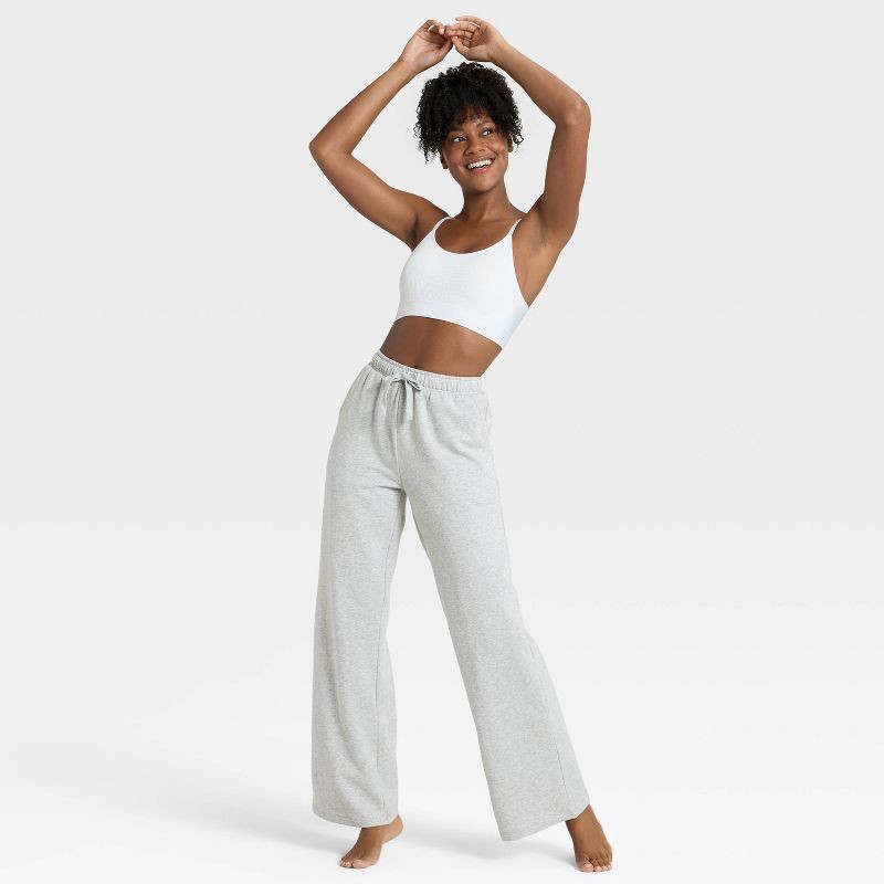 slide 3 of 5, Women's Fleece Wide Leg Sweatpants - Auden™ Gray M, 1 ct