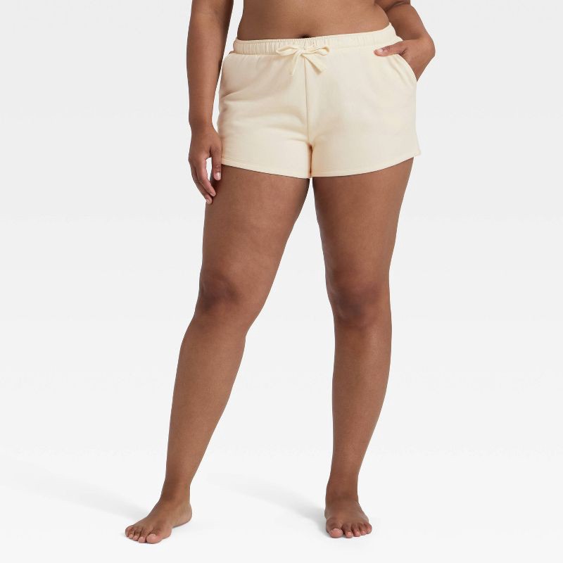 slide 4 of 5, Women's Fleece Shorts - Auden™ Cream XXL, 1 ct