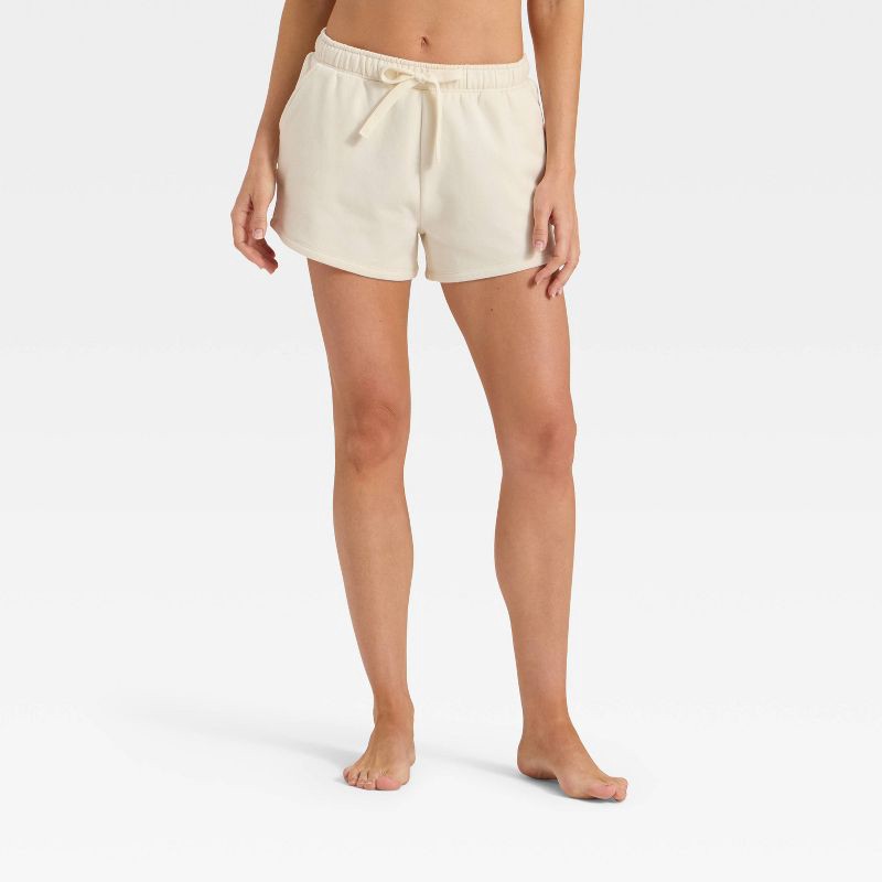 slide 1 of 5, Women's Fleece Shorts - Auden™ Cream XXL, 1 ct