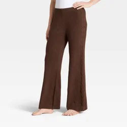 Women's Cable Sweater Wide Leg Pants - Auden™ Heather Brown M