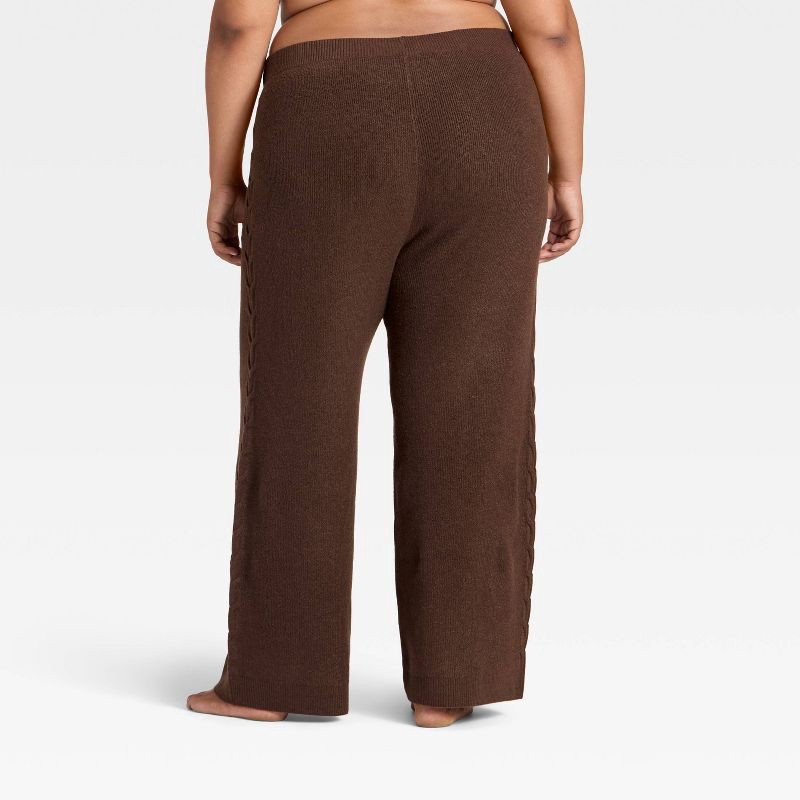 slide 2 of 3, Women's Cable Sweater Wide Leg Pants - Auden™ Heather Brown XXL, 1 ct