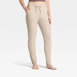 Women's Cashfeel Cable Knit Jogger Pants - Auden™ Heather Oat S