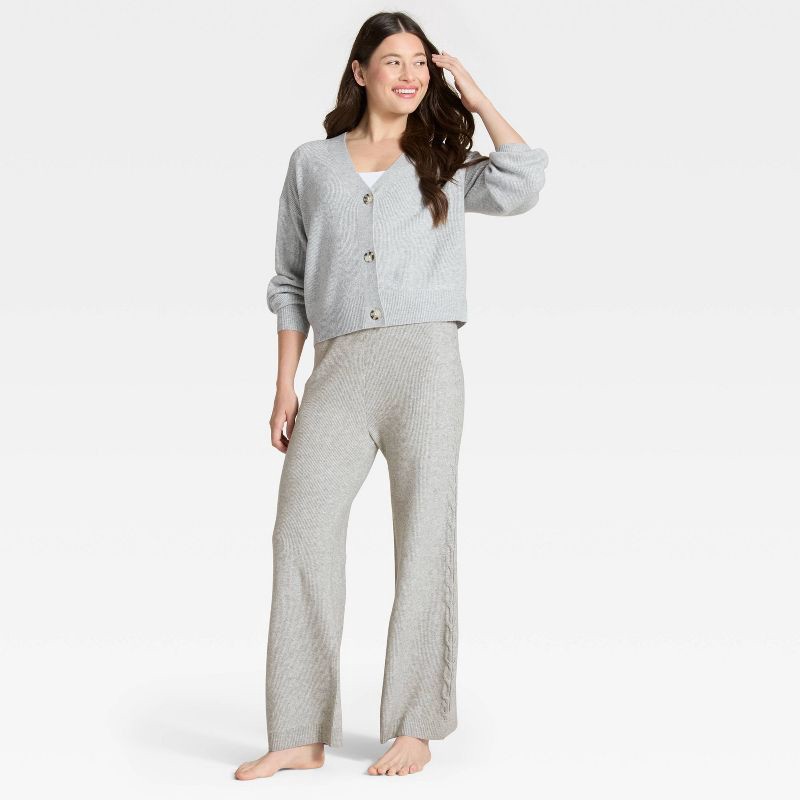 slide 3 of 3, Women's Cable Sweater Wide Leg Pants - Auden™ Heather Gray L, 1 ct