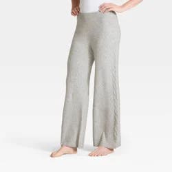 Women's Cable Sweater Wide Leg Pants - Auden™ Heather Gray L