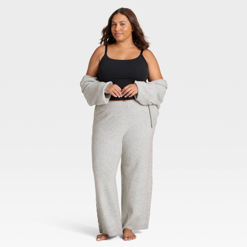 slide 3 of 3, Women's Cable Sweater Wide Leg Pants - Auden™ Heather Gray XXL, 1 ct