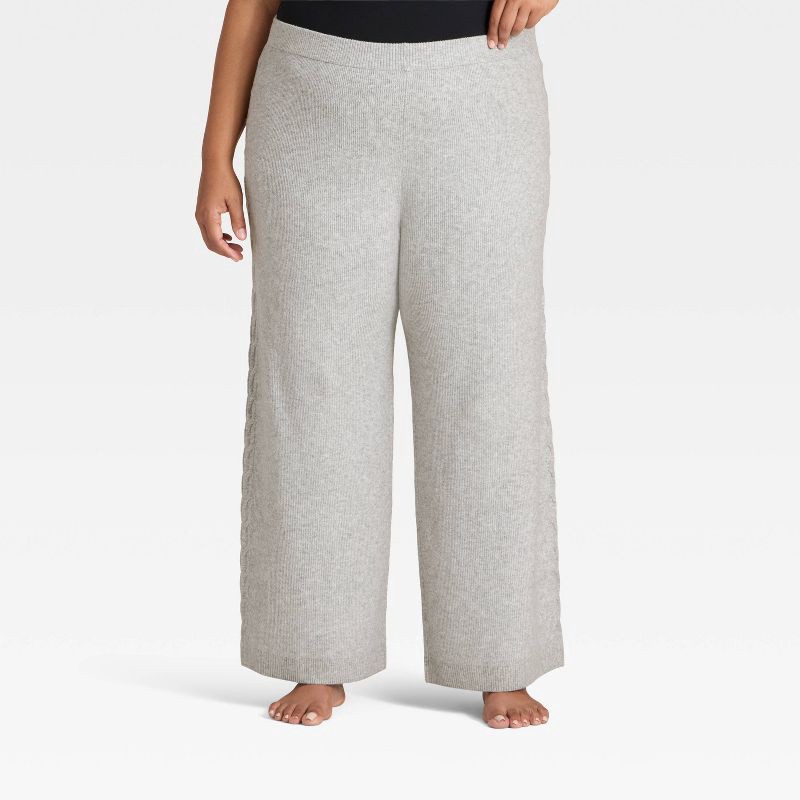 slide 1 of 3, Women's Cable Sweater Wide Leg Pants - Auden™ Heather Gray XXL, 1 ct