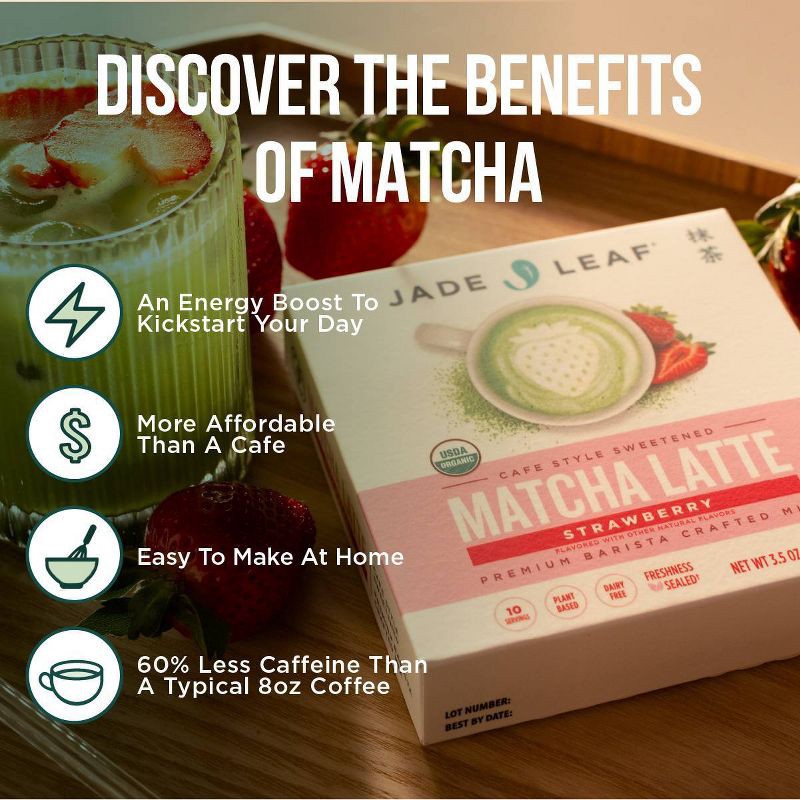 slide 6 of 8, Jade Leaf Matcha Organic Cafe Style Strawberry Flavored Matcha Latte Mix - 3.5oz, 3.5 oz