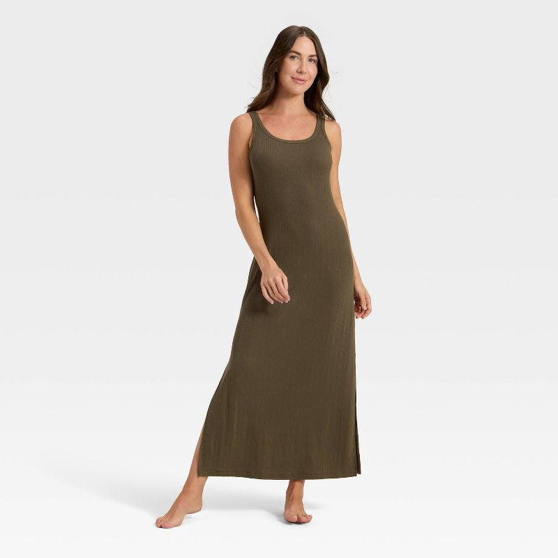 Women's Ribbed Tank Dress - Auden Olive Green S 1 ct | shipt